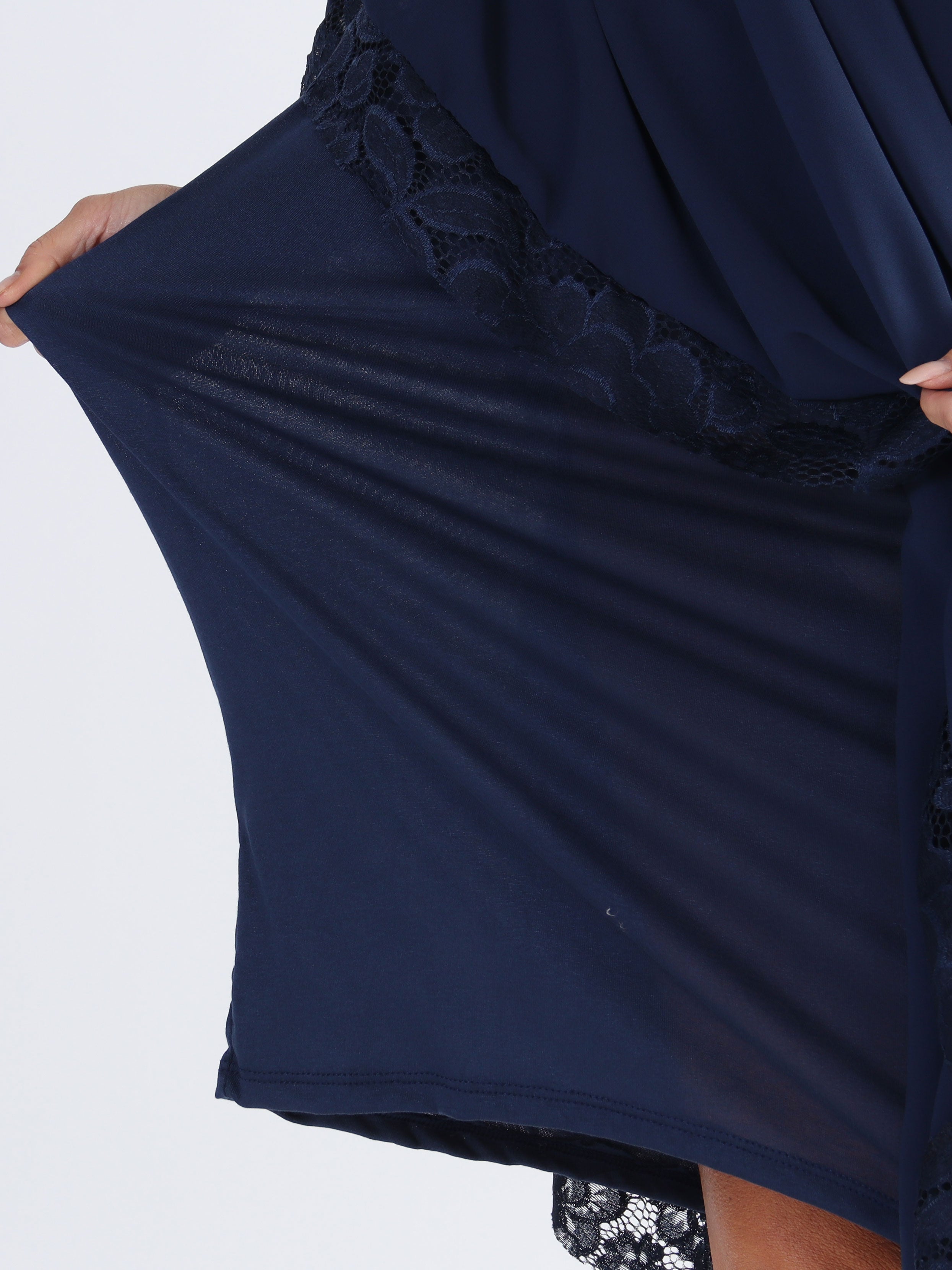 Kenya Edge - Plus size tunikakjole med chiffonlag og blondekant
